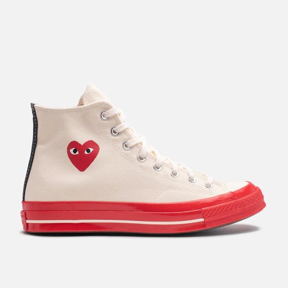 Converse x Comme des Garcons PLAY Chuck High-Top Sneakers. Mens 10 / Womens 12. - Picture 6 of 7